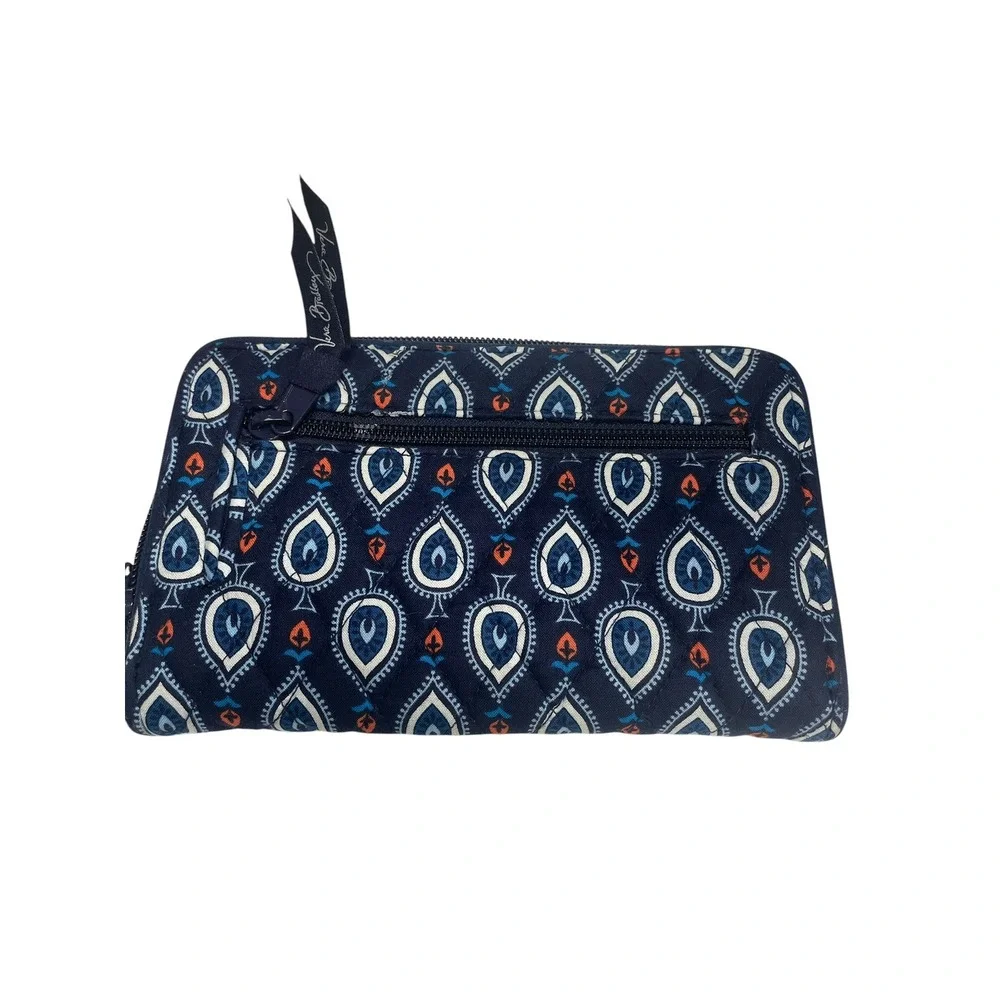 Vera Bradley Tote Bag and Wallet Set Womens Medium Navy Blue Quilted Teardrop‎